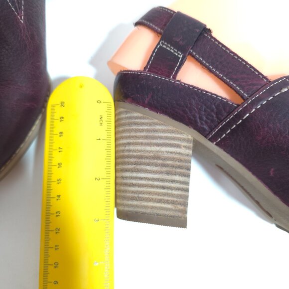 Timberland Earthkeepers Burgundy Red Leather Stacked Heel Mules Women’s Size 8 - Picture 7 of 11